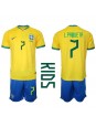 Brazílie Lucas Paqueta #7 Domácí dres pro děti MS 2022 Krátký Rukáv (+ trenýrky)